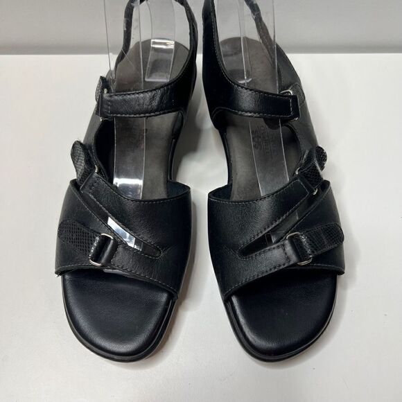 SAS Tripad Comfort Black Leather Sandals Womens Size 9.5 N Hook & Loop Closure - Picture 2 of 8